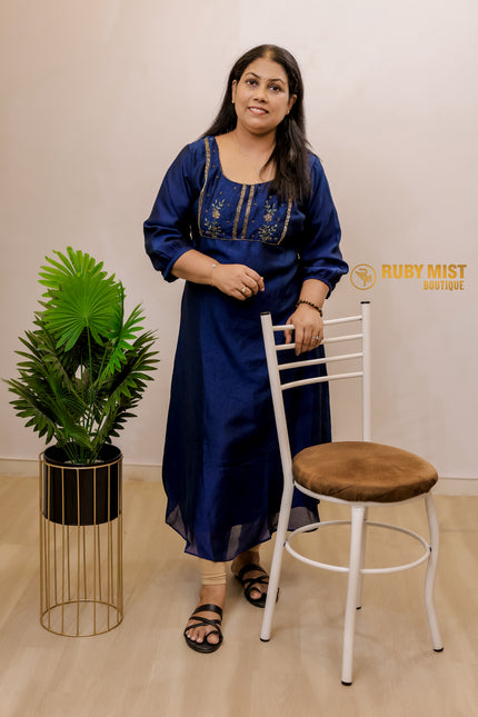 Hand Worked Vijithra Silk A-Line Top