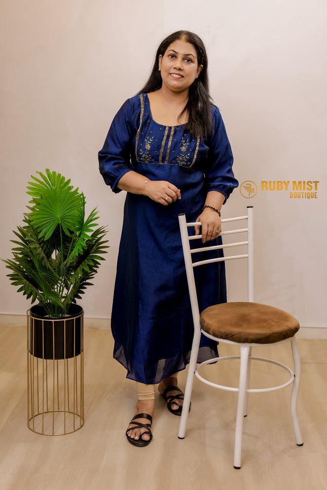 Hand Worked Vijithra Silk A-Line Top