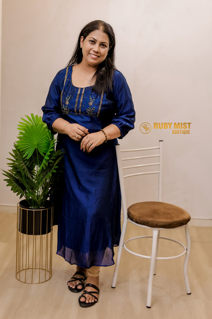 Hand Worked Vijithra Silk A-Line Top