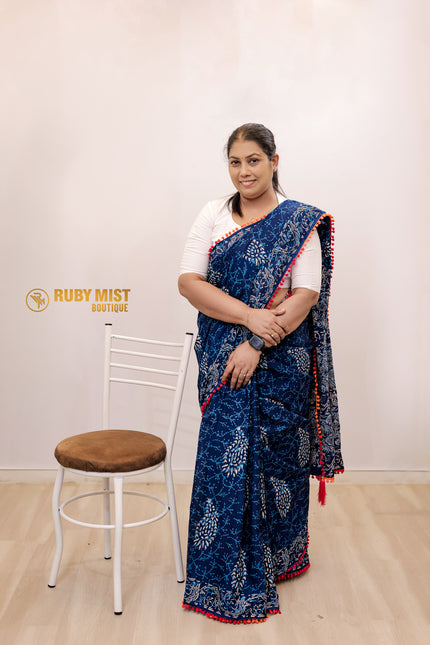 Block Printed Cotton Saree.