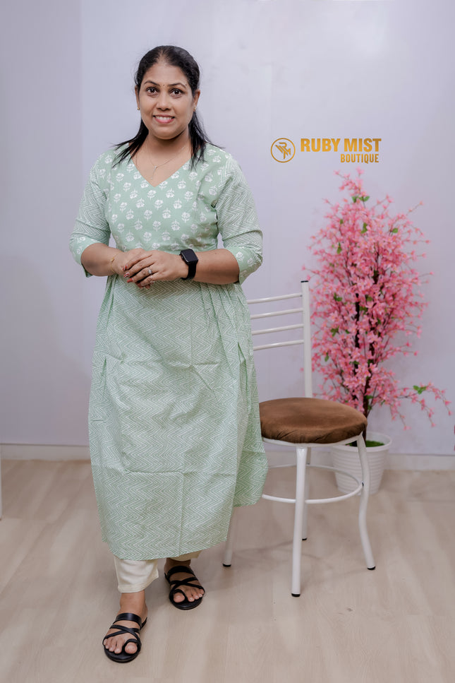 Zig Zag Patterned Cotton Kurti