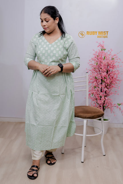 Zig Zag Patterned Cotton Kurti