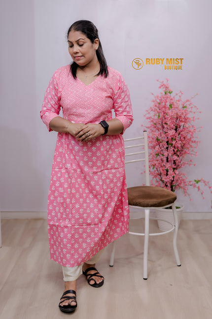 Zig Zag Patterned Cotton Kurti