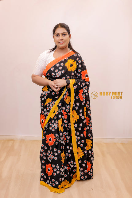 Floral Screen Printed Cotton Saree