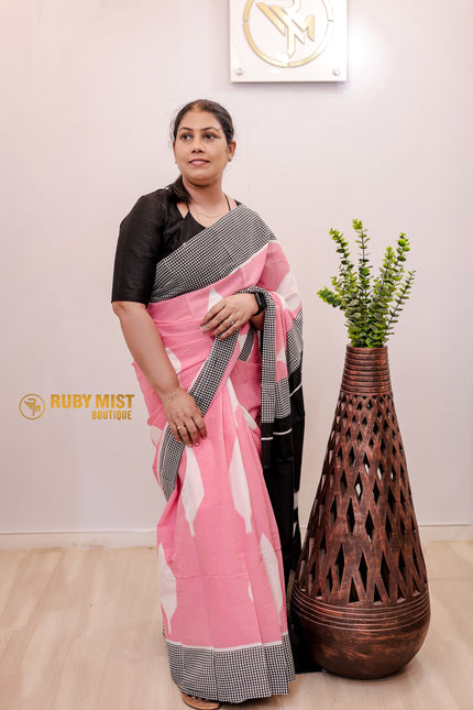 Check Bordered Cotton Saree.