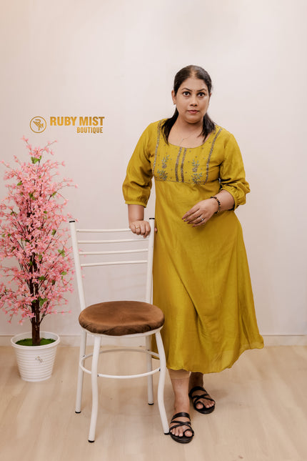 Hand Worked Vijithra Silk A-Line Top