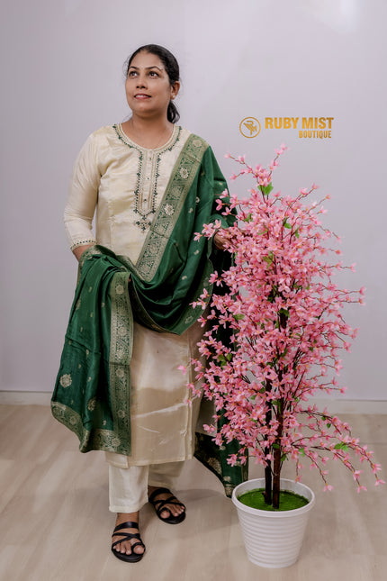 Party Wear Churidhar Set With Banarasi Duppatta.