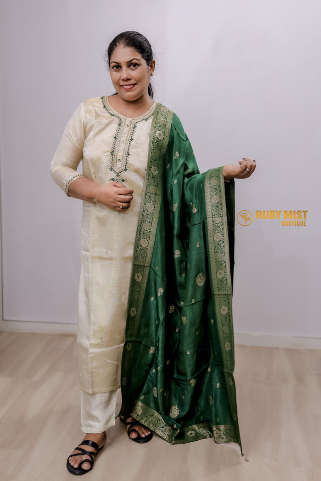 Party Wear Churidhar Set With Banarasi Duppatta.