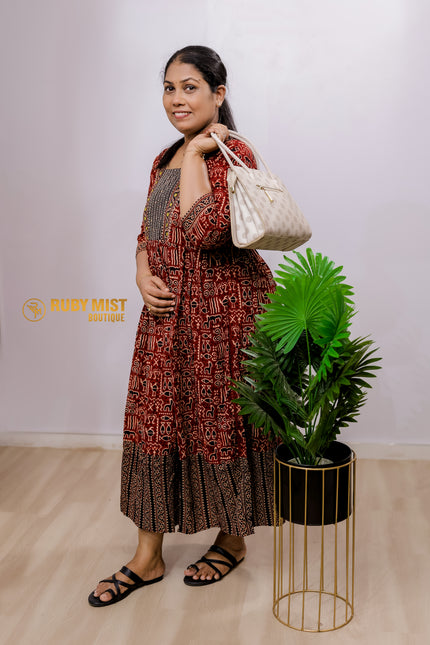 Mirror Worked Ajrakh Umbrella Top