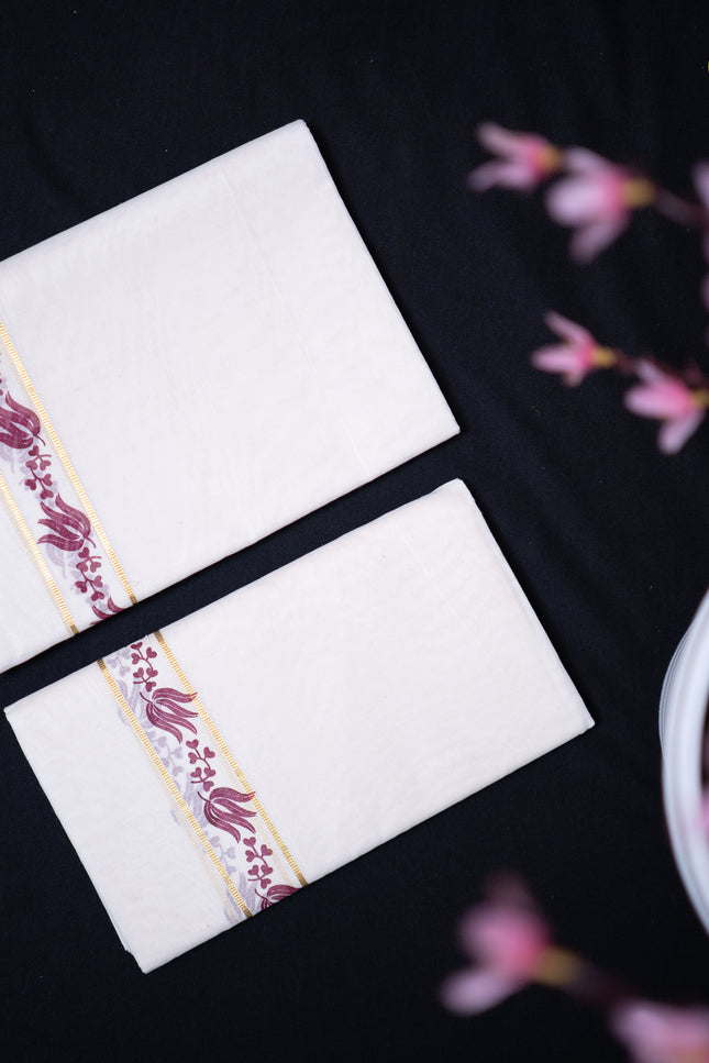 Kara With Print Set Mundu - SM273