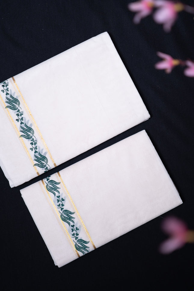 Kara With Print Set Mundu - SM273