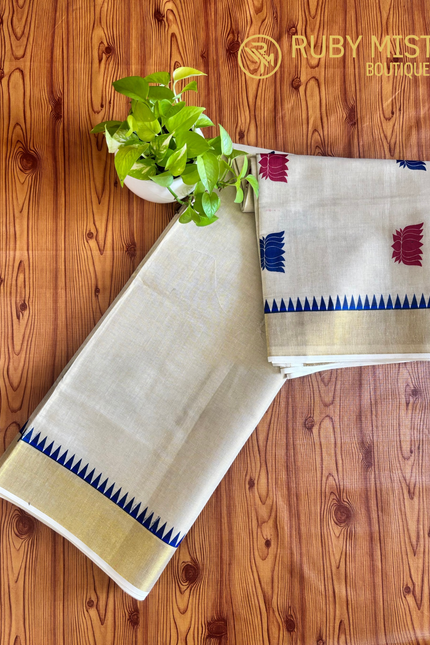 Lotus Printed Tissue Saree.