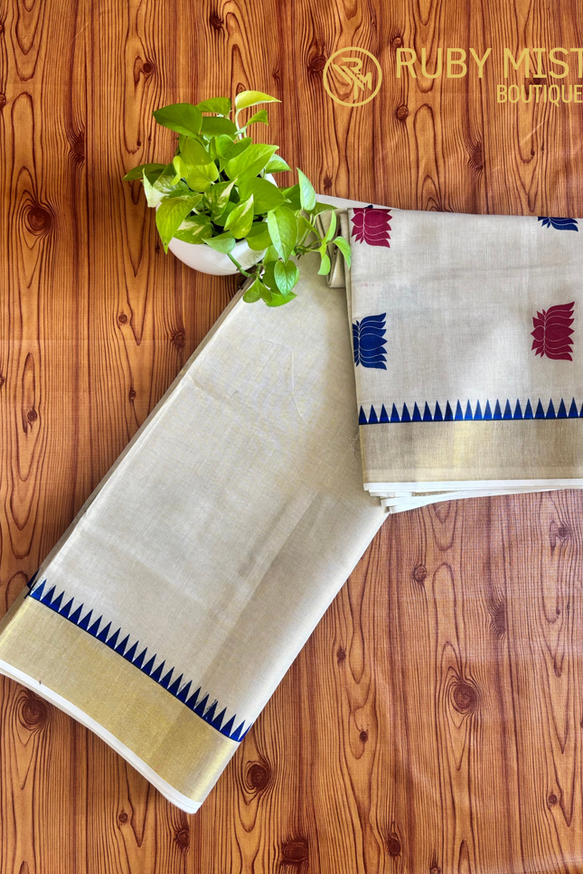 Lotus Printed Tissue Saree.