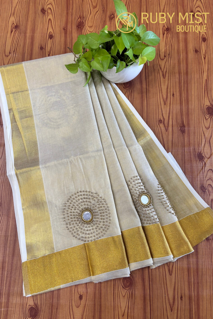 Mirror Worked Tissue Set Saree