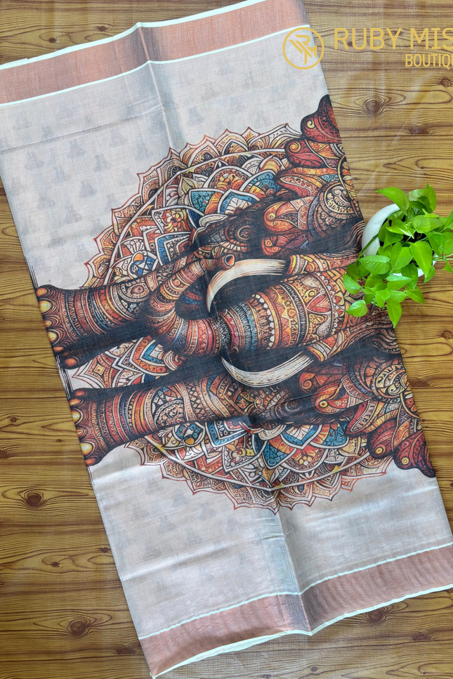 Rosegold Tissue Set Saree.