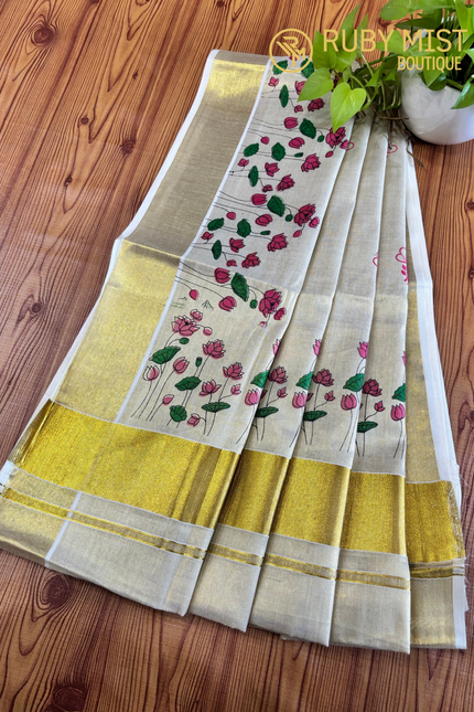 Floral Printed Tissue Set Saree