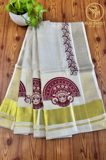 Theyyam Inspired Kerala Saree.