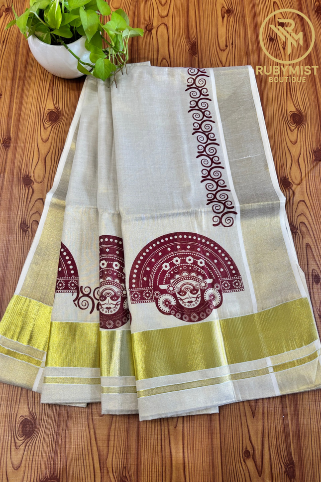 Theyyam Inspired Kerala Saree.
