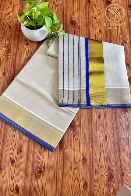Stripe Patterned Tissue Saree.