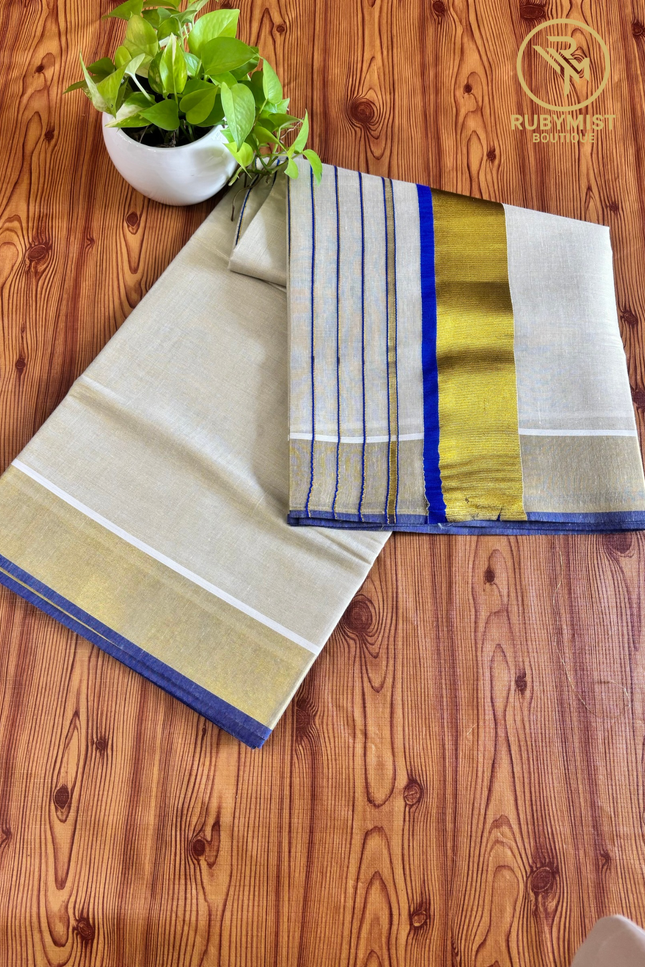 Stripe Patterned Tissue Saree.