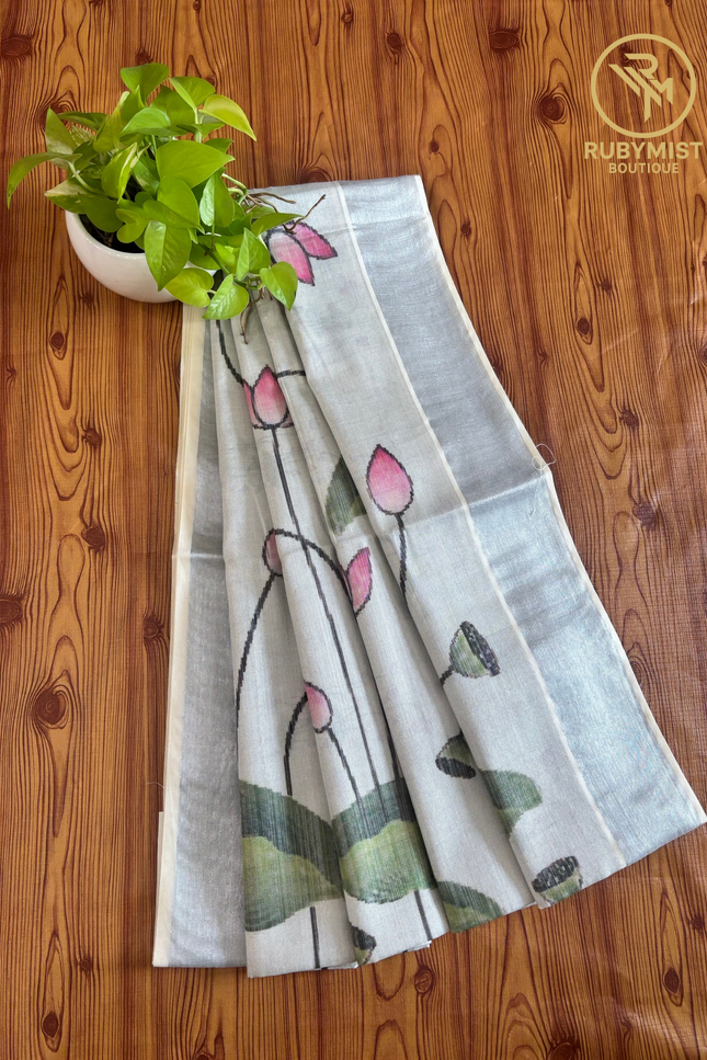 Silver Tissue Set Saree.