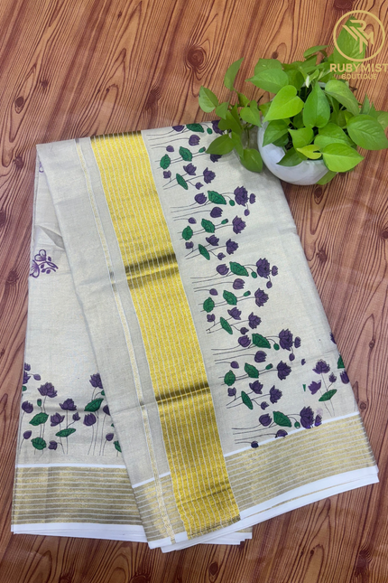 Floral Printed Tissue Set Saree