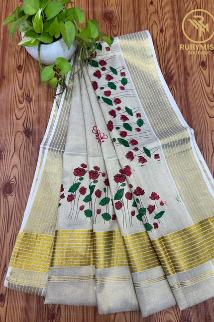 Floral Printed Tissue Set Saree