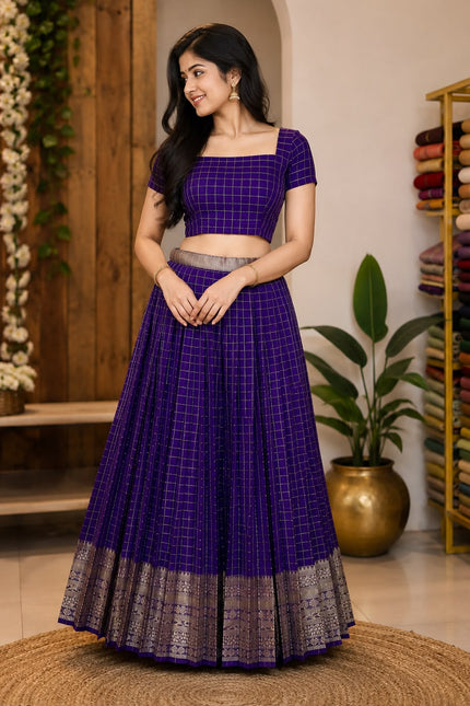 CHECK SKIRT & BLOUSE PIECE
